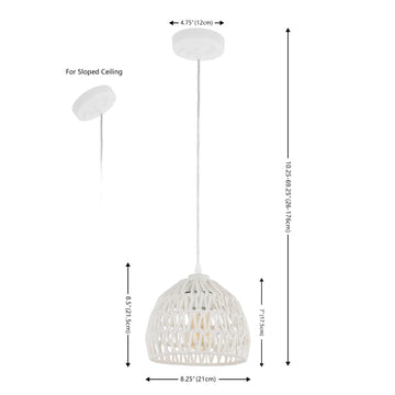 Campana 20" Bohemian Modern Woven Rattan/Iron LED Pendant